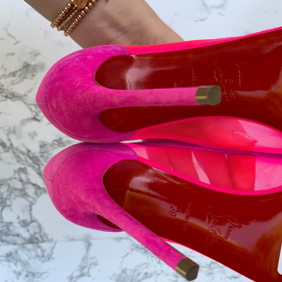❌SOLD❌Christian Louboutin Galativi Neon Suede Mesh - Picture 10 of 13
